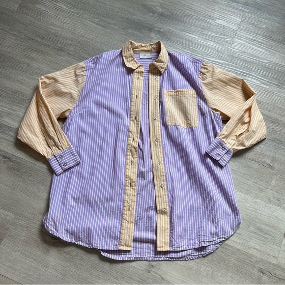 purple and orange striped button down - Picture 6 of 7